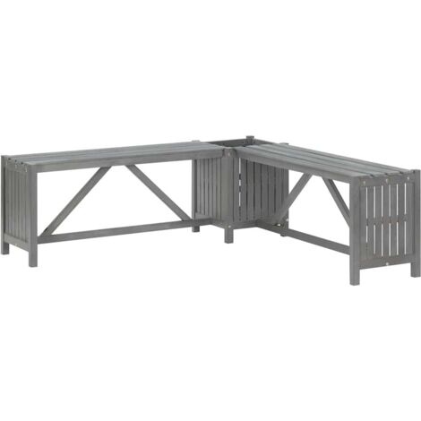 Banc d'angle de jardin et jardinière，Banc de jardin 117 cm Bois d'acacia Gris BVDXN127352
