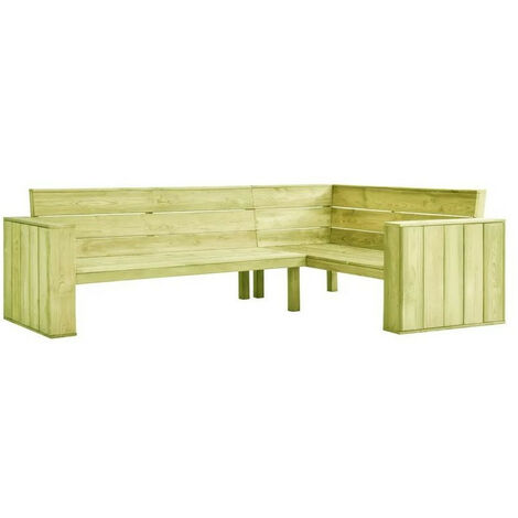 Banc d'angle de jardin pin massif imprégné vert Vralee 239cm