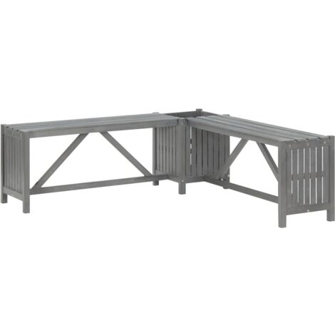 Banc d'angle de jardin，Banquette de jardin et jardin，Banquette de jardinière 117 cm bois d'acacia gris CFW67666