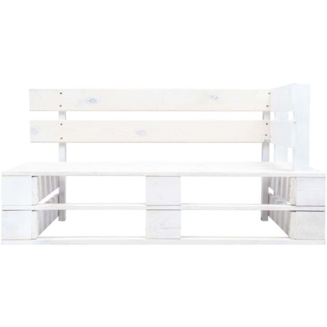 Banc d'angle palette de jardin  Banc extérieur  Banquette de jardin bois blanc