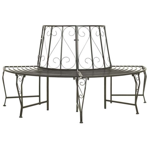 Banc d'arbre de jardin  Banc d'extérieur Banquette Demi-rond 160 cm Acier 76660
