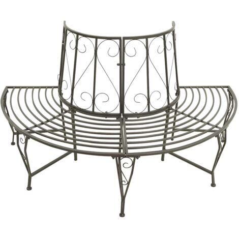 Banc d'arbre de jardin  Banc extérieur  Banquette de jardin Demi-rond 160 cm Acier