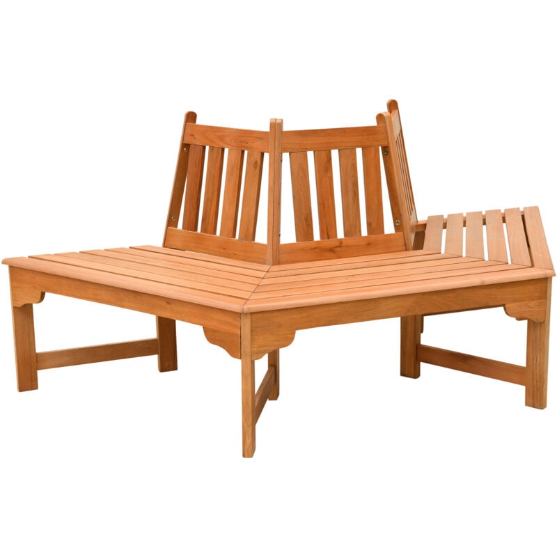 Banc d'arbre en eucalyptus semi-circulaire huilé - 155 x 78 cm - demi-banc d'arbre en bois naturel