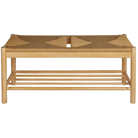 Banc d'assise en bois coloris beige - Longueur 95 x Profondeur 35,5 x Hauteur 45 cm