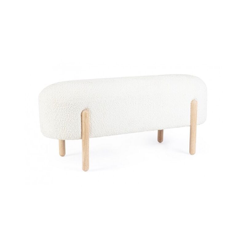 Banc Dayla blanc 108x41,5x48 en bouclé