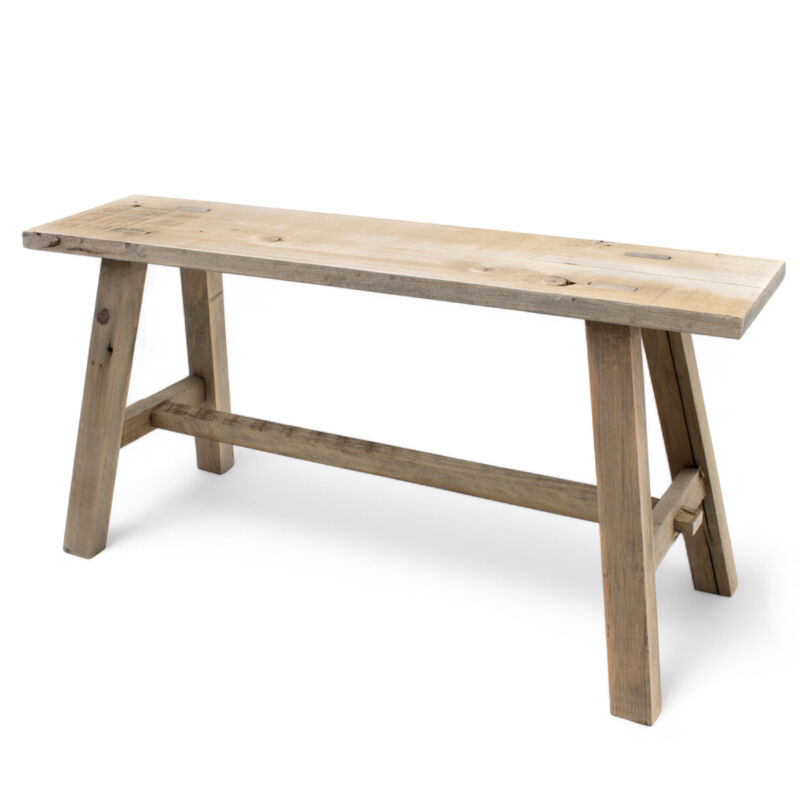 Banc déco en bois ancien - Banc de fleurs grand - 58 cm