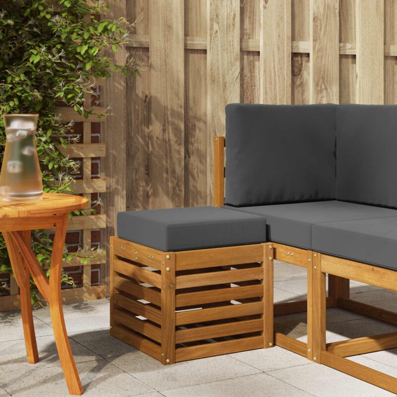 Banc de avec coussin 2 Pièce Naturel et Anthracite