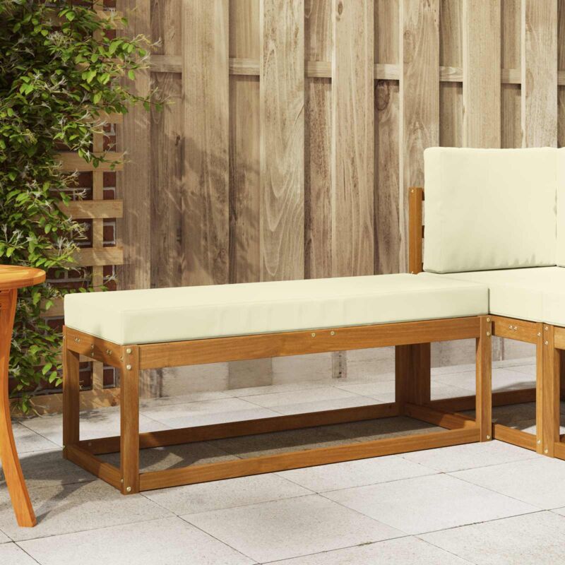 Banc de avec coussin Naturel et Crème 115 x 43 x 45 cm