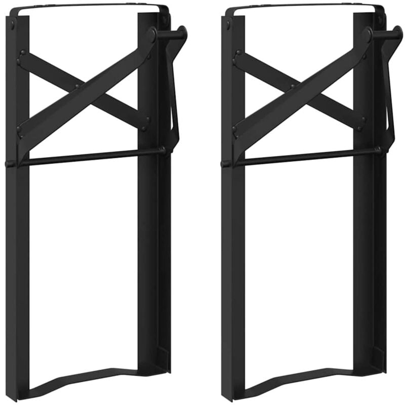 Banc de bière Pattes 2 pcs Pliables Acier Noir Émaillé Vidaxl