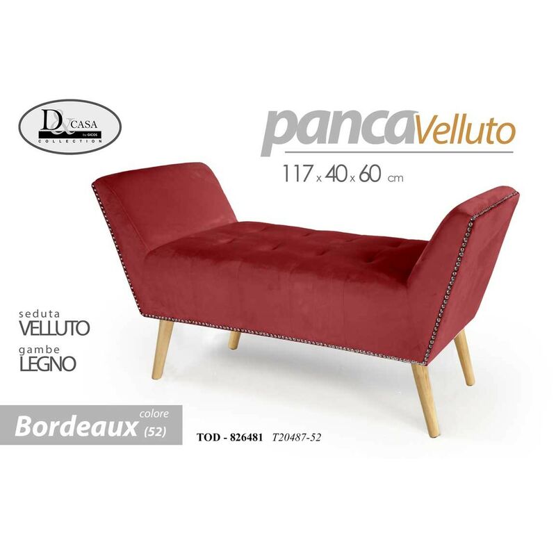Banc de chevet bordeaux cm 117 x 40 x 60 h