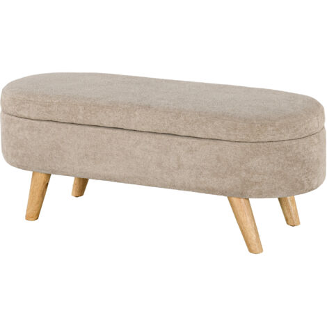 Banc de chevet rembourré avec espace de rangement rétractable, en bois et polyester, 110 x 40 x 43 cm, beige