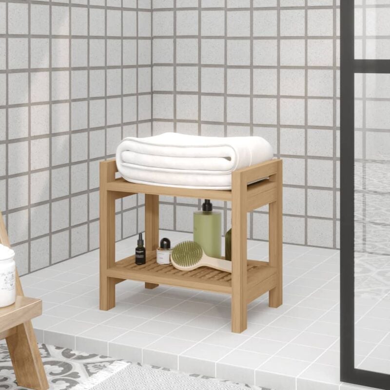 Table d'appoint de salle de bain 45x30x45cm bois de teck solide Vidaxl