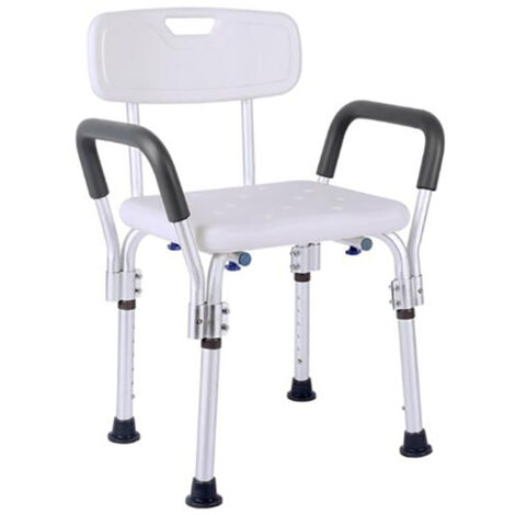 Banc de douche en alliage en aluminium avec accoudoir et dos non glipt tabouret de drainage de chaise réglable de tabouret