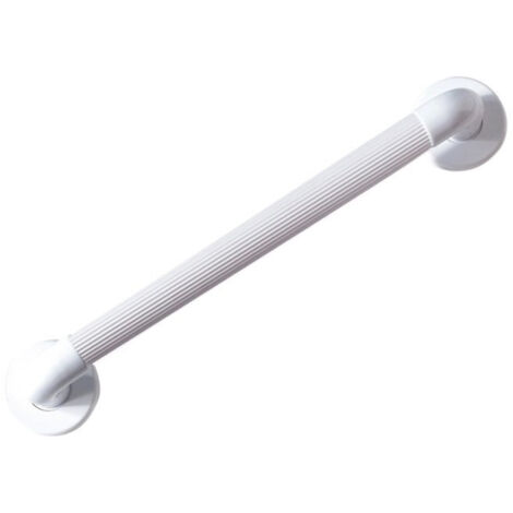 Banc de douche mural blanc de 38 cm, poignée de sécurité sans obstacle avec revêtement antidérapant-AquaForge