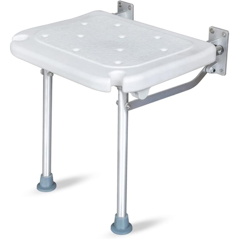 Banc de douche pliable - Montage mural - Siège de bain pliable - Chaise de salle de bain à visser - Avec pieds antidérapants - Trous de drainage
