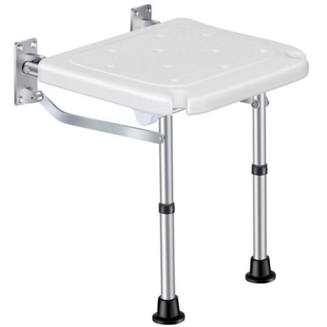 Banc de douche pliant mural flip-up tabouret de salle de bain à vis de salle de bain avec les trous de drainage des pieds non gliss