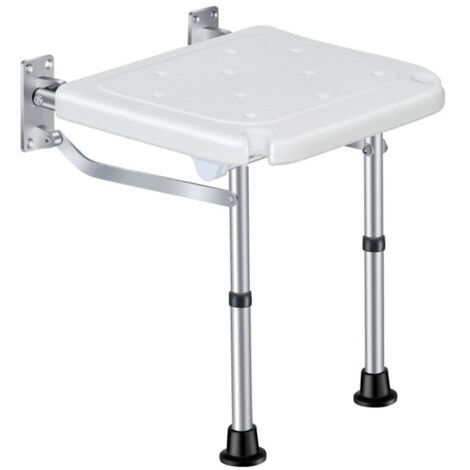 Banc de douche pliant mural flip-up tabouret de salle de bain à vis de salle de bain avec les trous de drainage des pieds non gliss