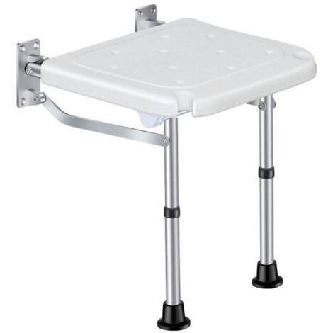 Banc de douche pliant mural flip-up tabouret de salle de bain à vis de salle de bain avec les trous de drainage des pieds non gliss