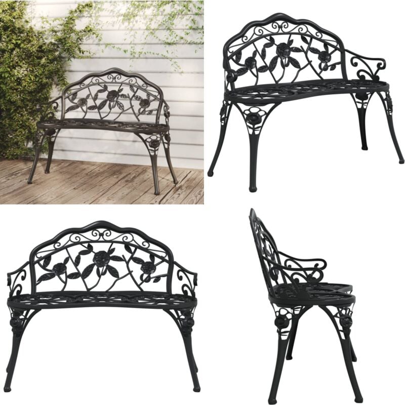 Vidaxl - Banc de jardin 100 cm Aluminium coulé Noir - Banc De Jardin - Mobilier De Jardin - Banc D'extérieur - Banc En Aluminium - Banc Design - Home