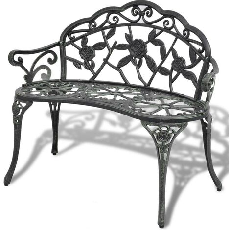 Topdeal Banc de jardin 100 cm Aluminium coulé Vert