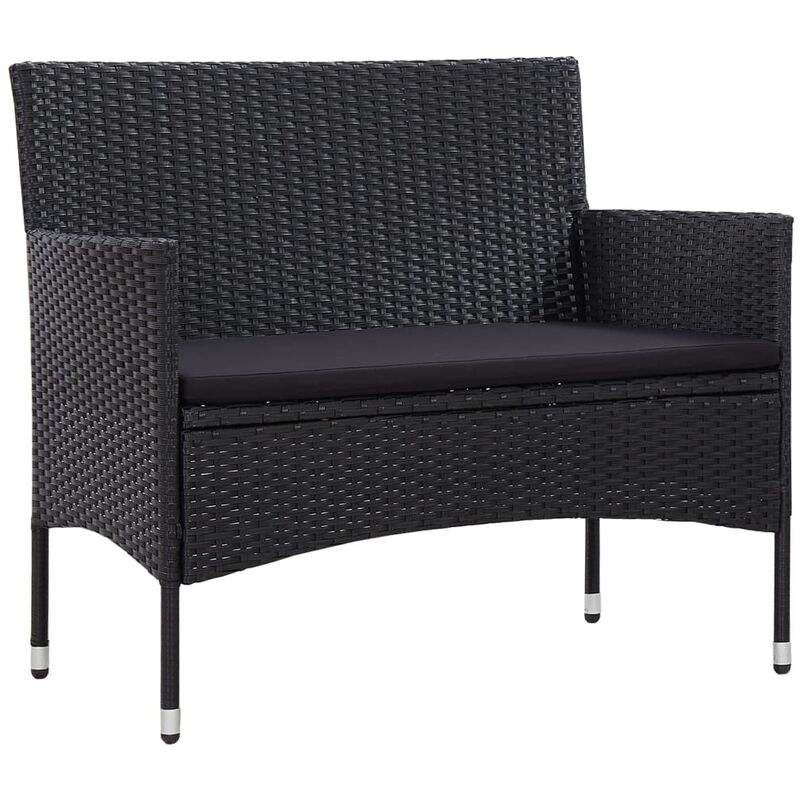 Banc de jardin 103 cm Resine tressee Noir