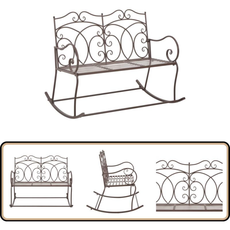 Banc de jardin 104 cm Fer Marron antique - Banc De Jardin - Banc Extérieur - Mobilier De Jardin - Fer Forgé - Design Vintage