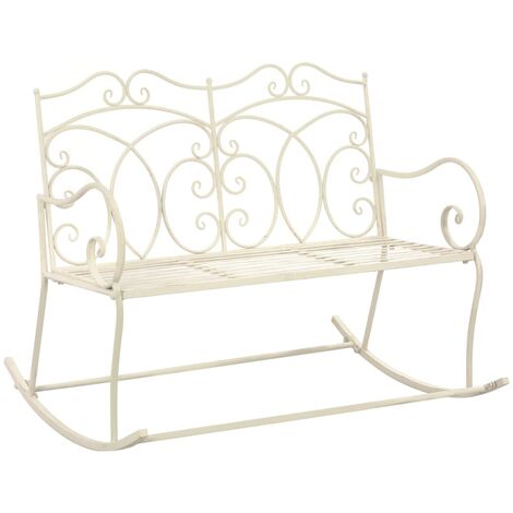 Banc de jardin 104cm Fer Blanc antique