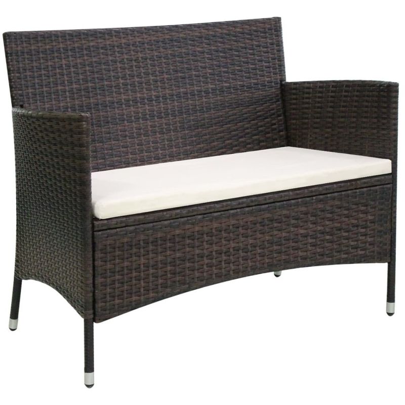 Banc de jardin 106 cm Resine tressee Marron