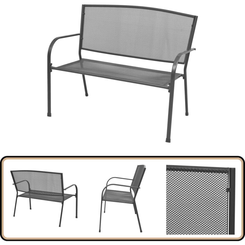 Vidaxl - Banc de jardin 108 cm acier et maille anthracite - Banc De Jardin - Banc Extérieur - Mobilier De Jardin - Chaise Longue - Design Industriel