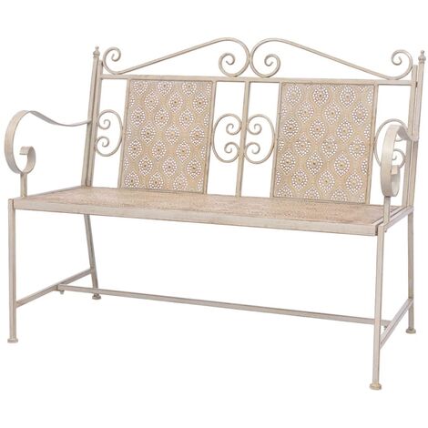 vidaXL Banc de Jardin Parc Patio Extérieur Mobilier de Jardin Acier Blanc/Gris