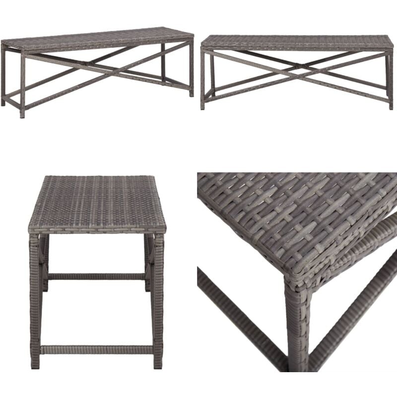 Banc de jardin 120 cm Résine tressée Gris - Banc De Jardin - Mobilier De Jardin - Banc En Résine Tressée - Chaise Longue - Détente Extérieur - Home &