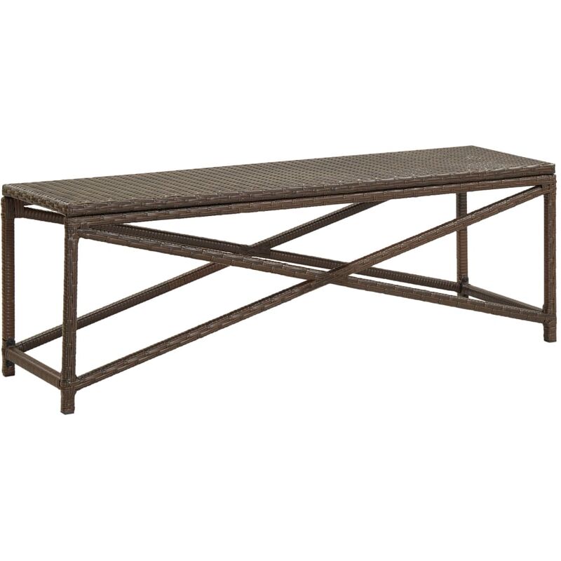 Banc de jardin 120 cm Résine tressée Marron