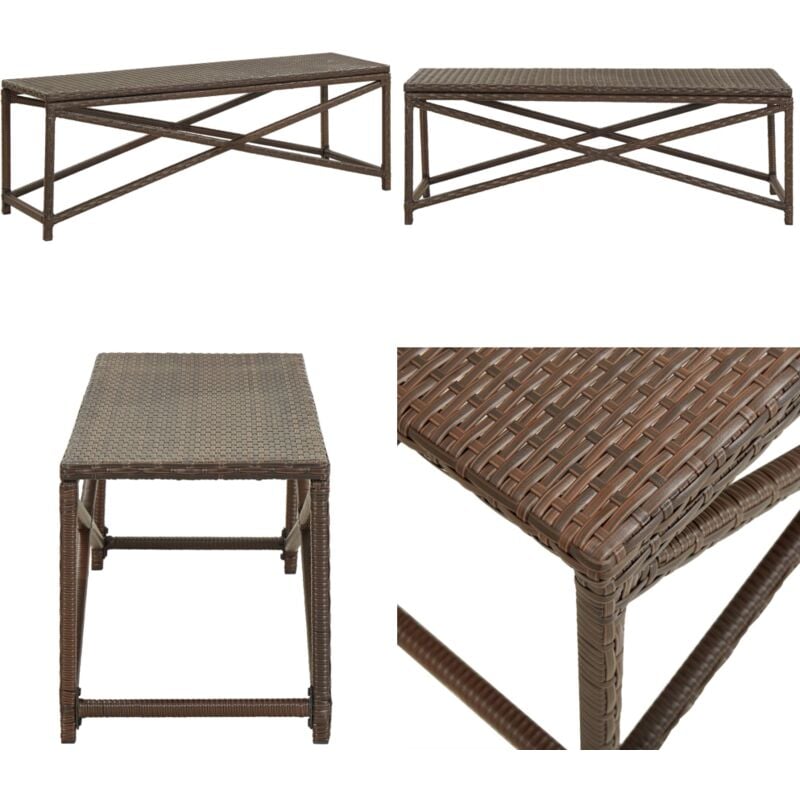 Banc de jardin 120 cm Résine tressée Marron - Banc De Jardin - Mobilier De Jardin - Banc Extérieur - Résine Tressée - Chaise Longue - Home & Living