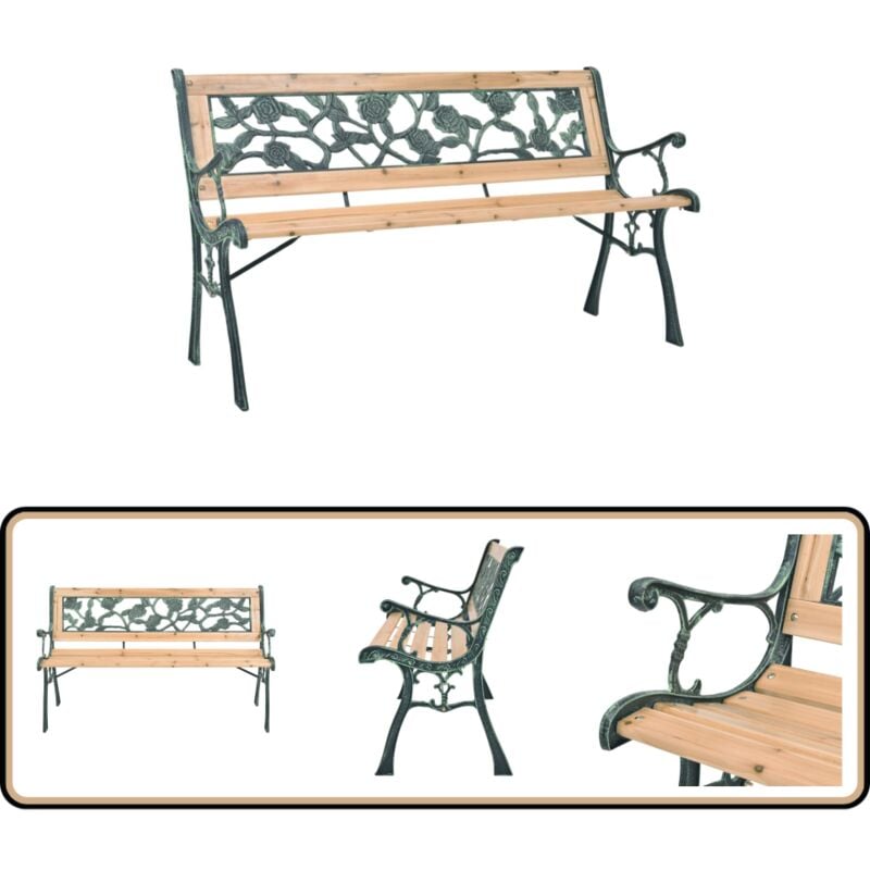 Banc de jardin 122 cm Bois - Banc De Jardin - Mobilier De Jardin - Banc En Bois - Fer Forgé - Décoration Jardin