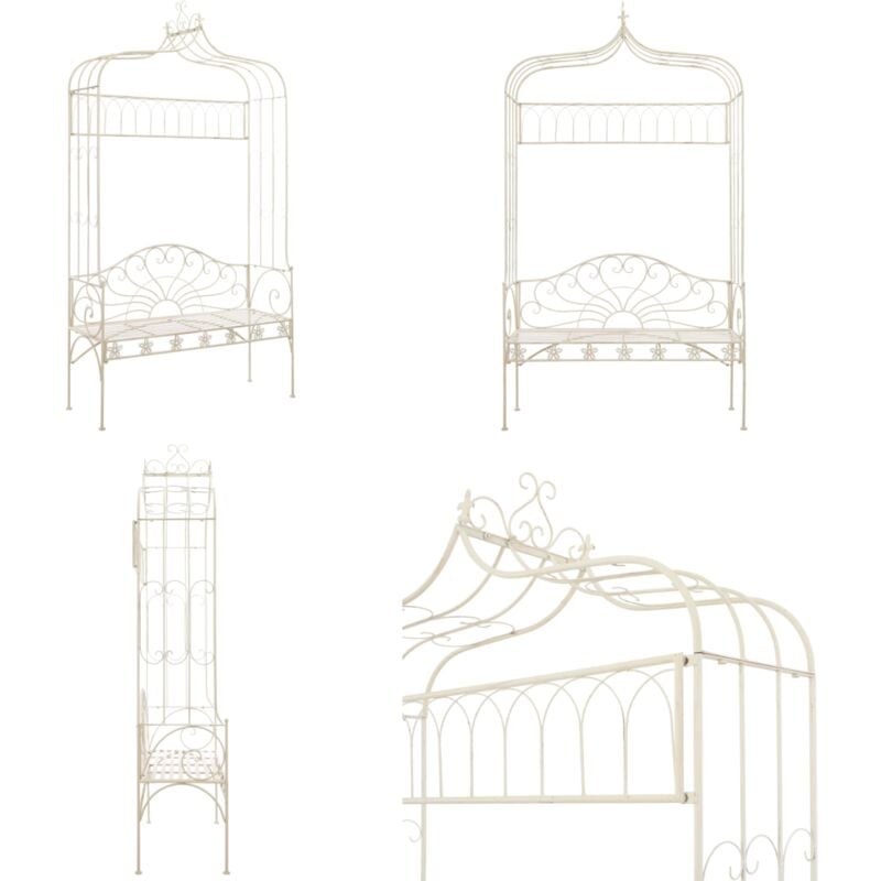 Banc de jardin 122 cm Fer Blanc antique - Banc De Jardin - Banc Exterieur - Mobilier De Jardin - Chaise Longue Extérieure - Fer Forgé - Home & Living