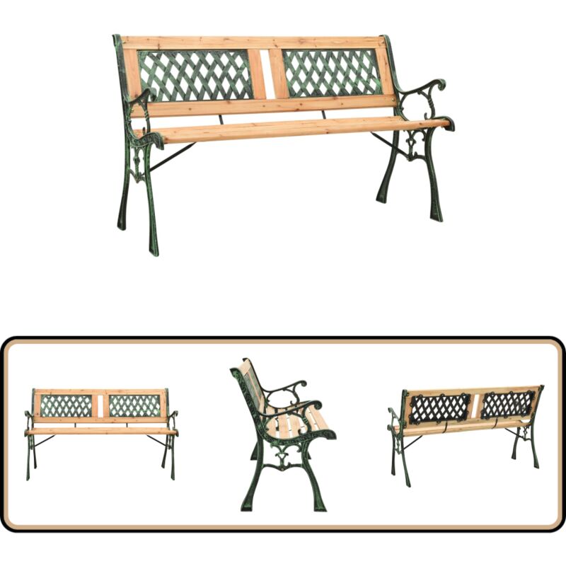 Banc de jardin 122 cm fonte et bois de sapin massif - Banc De Jardin - Mobilier De Jardin - Banc Exterieur - Chaise Longue - Design Vintage