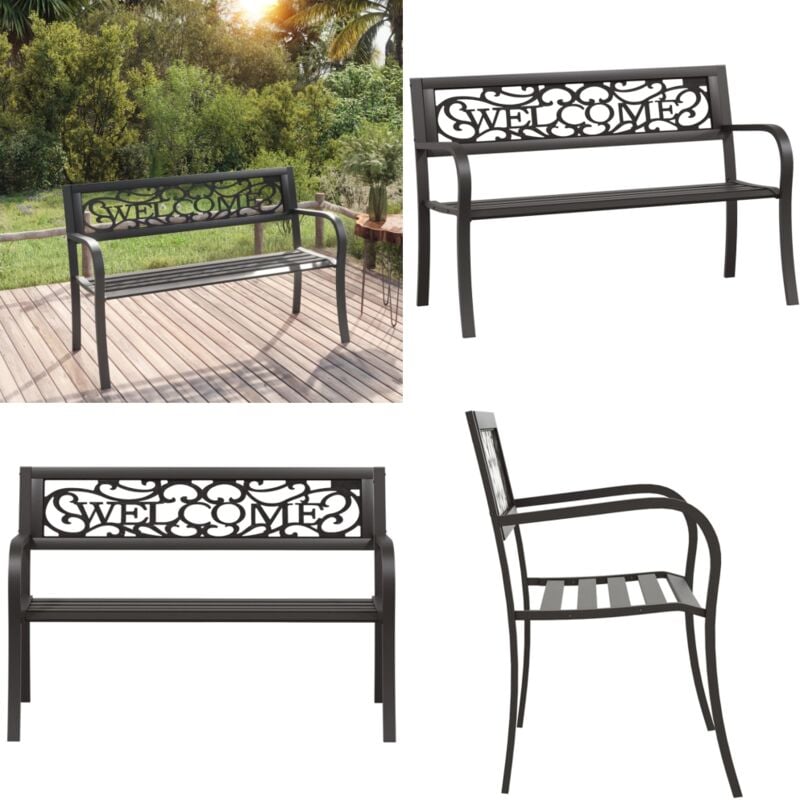 Vidaxl - Banc de jardin 125 cm Acier Noir - Banc De Jardin - Mobilier De Jardin - Chaise Extérieure - Siège De Jardin - Terrasse - Home & Living