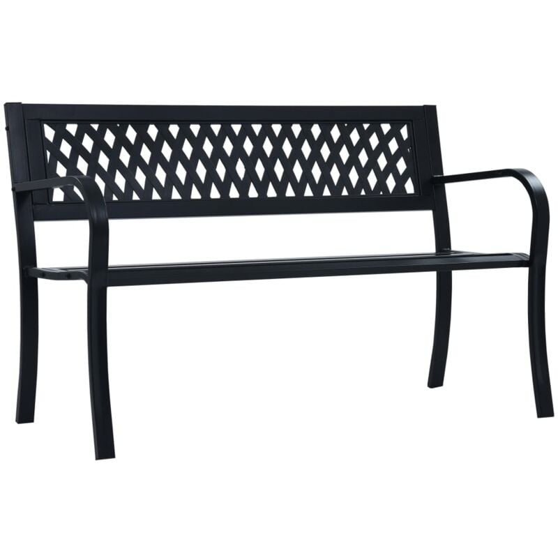 Banc de jardin 125 cm Noir Acier Vidaxl