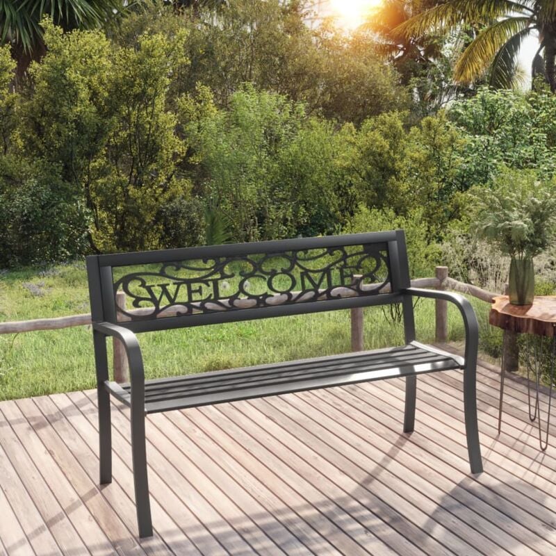 Banc de jardin 125 cm Acier Noir Vidaxl