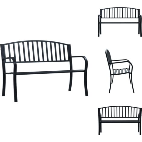 Banc de jardin 125 cm Noir Acier - Banc De Jardin - Mobilier De Jardin - Banc Extérieur - Meubles De Jardin - Chaise Longue