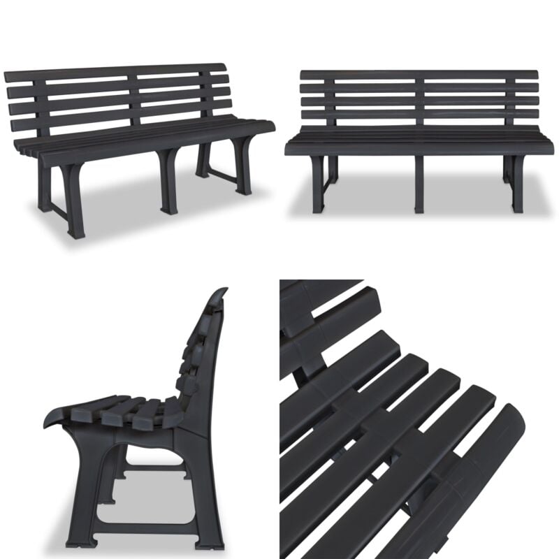 Banc de jardin 145,5 cm plastique anthracite - Banc De Jardin - Mobilier De Jardin - Banc Extérieur - Résine Tressée - Rotin Synthétique - Home &