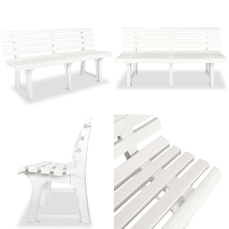 Banc de jardin 145,5 cm Plastique Blanc - Banc De Jardin - Mobilier De Jardin - Banc En Plastique - Banc Blanc - Terrasse - Home & Living