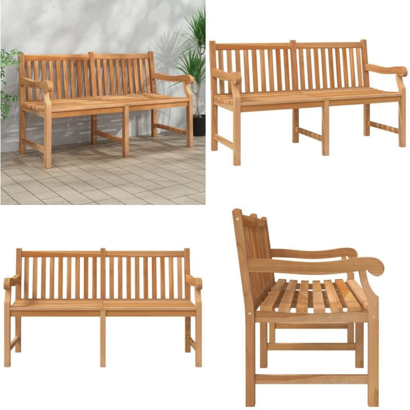 Banc de jardin 150 cm bois de teck massif - Banc De Jardin - Mobilier De Jardin - Banc En Bois - Teck - Meubles De Jardin Durables - Home & Living