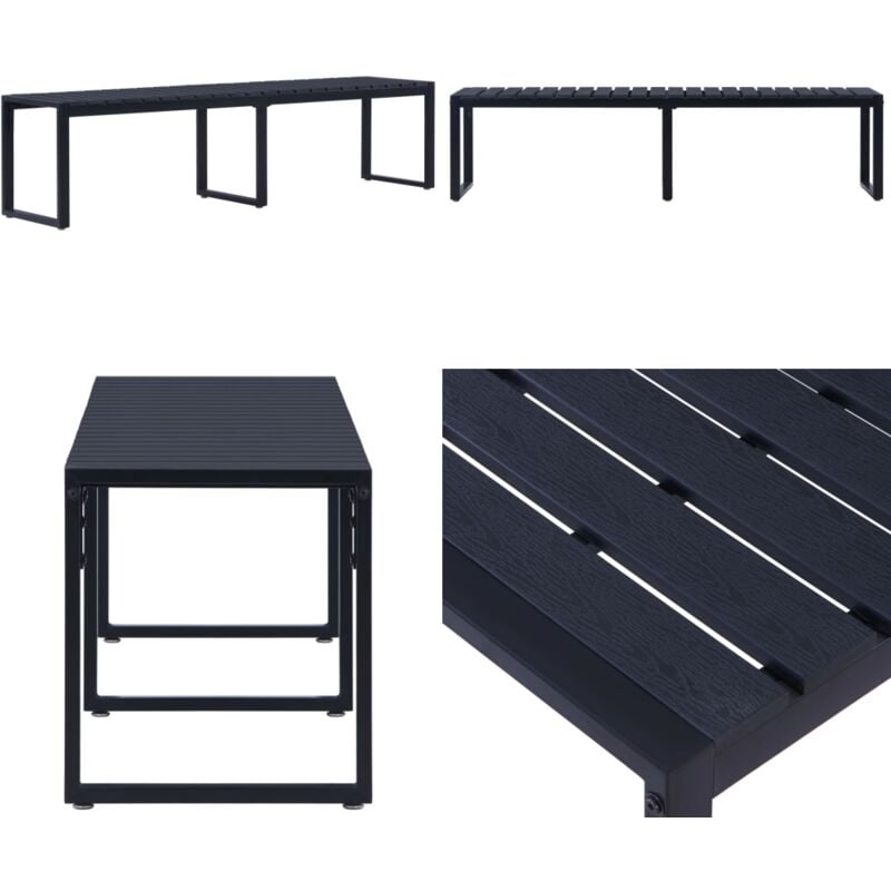 Banc de jardin 180 cm Panneau ps Noir - Banc De Jardin - Mobilier De Jardin - Banc Extérieur - Chaise Extérieure - Décoration Jardin - Home & Living