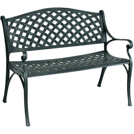 Banc de Jardin 2-3 Places en Fonte d'Aluminium avec Design Ajouré 103 x 64 x 83 cm pour Terrasse/Cour/Balcon/Pelouse/Parc Maison Chic