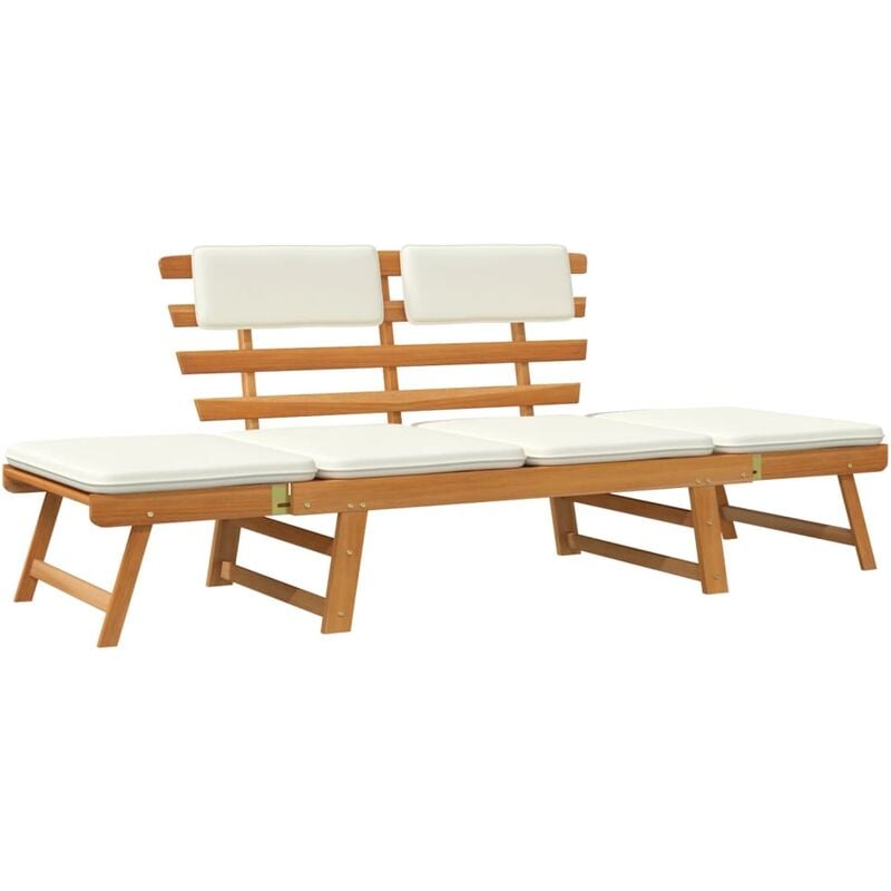 Helloshop26 - Banc de jardin 2-en-1 meuble de patio d'extérieur terrasse avec coussins 190 cm bois solide d'acacia