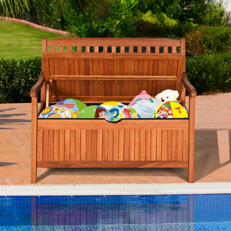 Maisonchic - Banc de Jardin 2 Places 107 x 59 x 90 cm en Bois d'Eucalyptus avec Compartiment de Rangement pour Jardin Terrasse Balcon design in