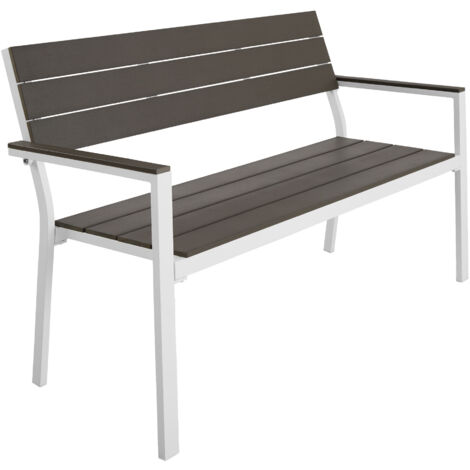 Banc de jardin 2 places aluminium résistant gris clair/blanc