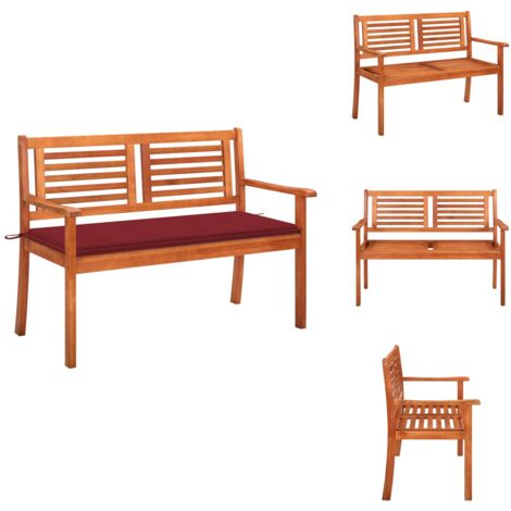 Banc de jardin 2 places avec coussin 120 cm Bois d'eucalyptus - Banc De Jardin - Banc En Bois - Mobilier De Jardin - Meubles De Jardin - Chaise Longue