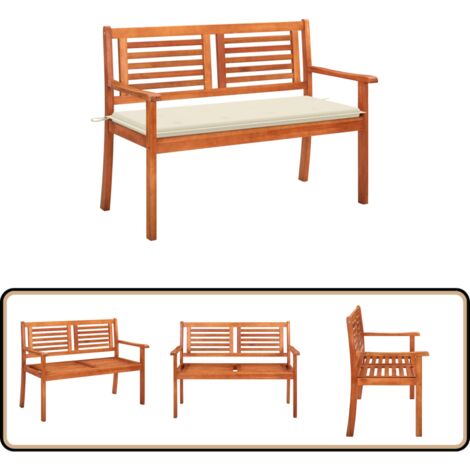 Banc de jardin 2 places avec coussin 120 cm Bois d'eucalyptus - Banc De Jardin - Banc En Bois - Mobilier De Jardin - Meubles De Jardin - Eucalyptus